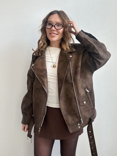 Подовжена косуха з ефектом замші "Brown Suede Classic" 1000960 фото