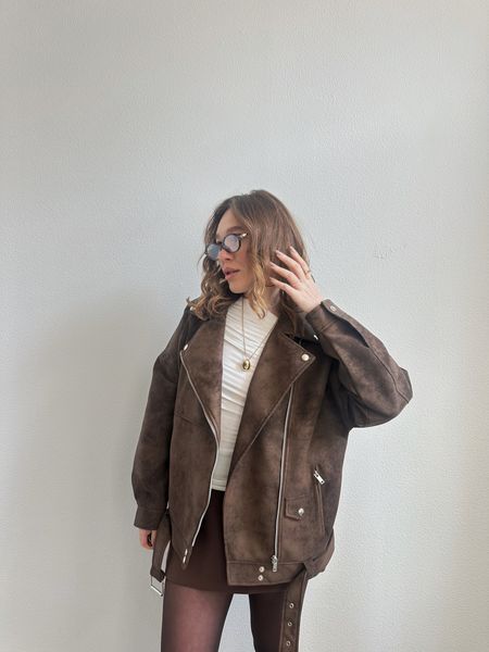 Подовжена косуха з ефектом замші "Brown Suede Classic" 1000960 фото