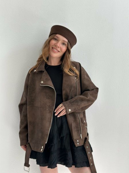 Подовжена косуха з ефектом замші "Brown Suede Classic" 1000960 фото
