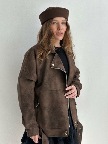 Подовжена косуха з ефектом замші "Brown Suede Classic" 1000960 фото
