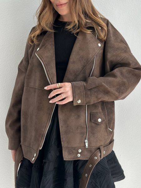 Подовжена косуха з ефектом замші "Brown Suede Classic" 1000960 фото