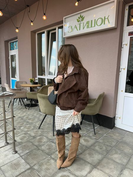 Косуха з високим коміром під замшу "Brown Urban Vintage" 200270 фото