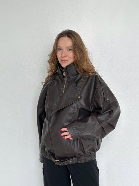 Косуха з високим коміром "Brown Urban Classic" 200213 фото