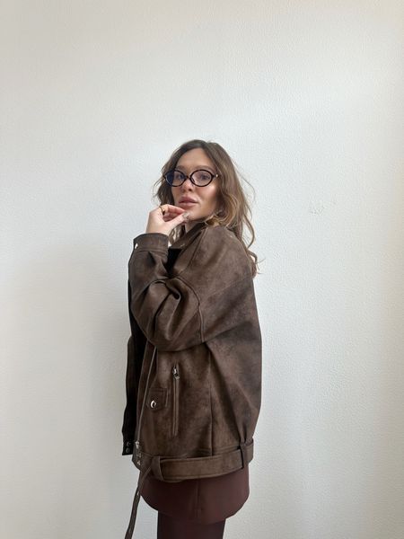 Подовжена косуха з ефектом замші "Brown Suede Classic" 1000961 фото