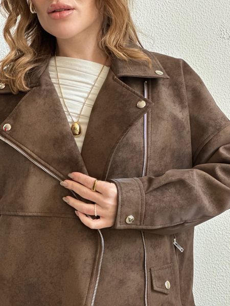 Подовжена косуха з ефектом замші "Brown Suede Classic" 1000961 фото