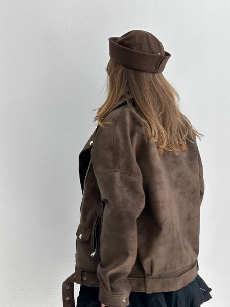 Подовжена косуха з ефектом замші "Brown Suede Classic" 1000961 фото