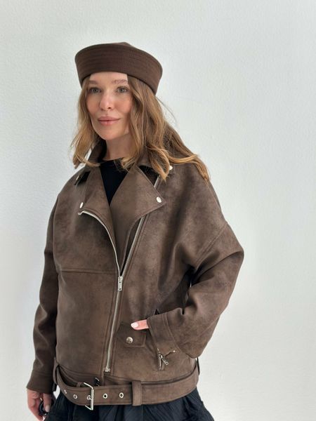 Подовжена косуха з ефектом замші "Brown Suede Classic" 1000961 фото