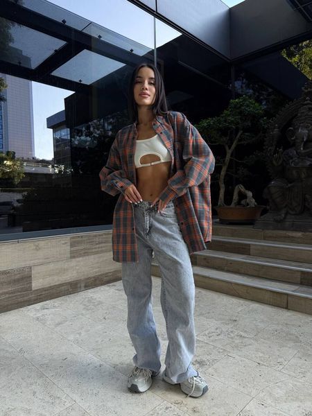 Сорочка в клітинку сіро-помаранчева "Tartan" 10000033 фото