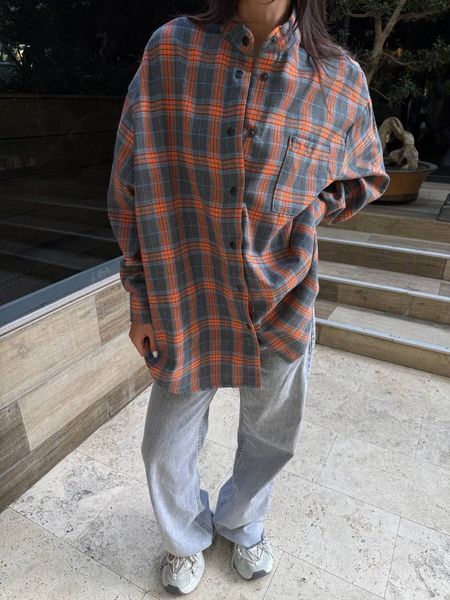 Сорочка в клітинку сіро-помаранчева "Tartan" 10000033 фото