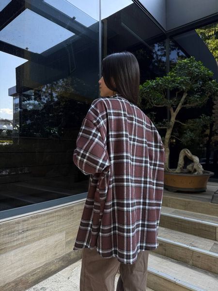 Сорочка в клітинку темно шоколадна "Tartan" 10000035 фото