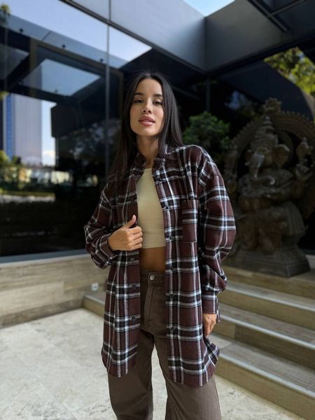 Сорочка в клітинку темно шоколадна "Tartan" 10000035 фото