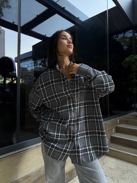 Сорочка в клітинку сіро-чорна "Tartan" 10000036 фото