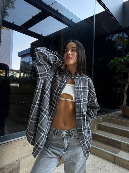 Сорочка в клітинку сіро-чорна "Tartan" 10000036 фото