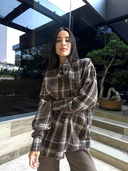 Сорочка в клітинку шоколадна "Tartan" 10000039 фото