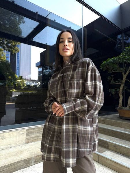 Сорочка в клітинку шоколадна "Tartan" 10000039 фото