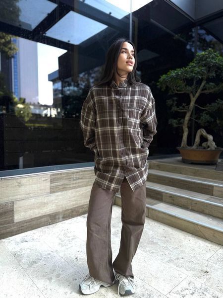 Сорочка в клітинку шоколадна "Tartan" 10000039 фото
