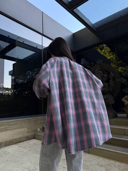 Сорочка в клітинку сіро-рожева "Tartan" 10000040 фото