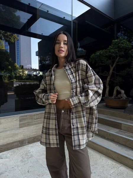 Сорочка в клітинку бежева "Tartan" 10000041 фото