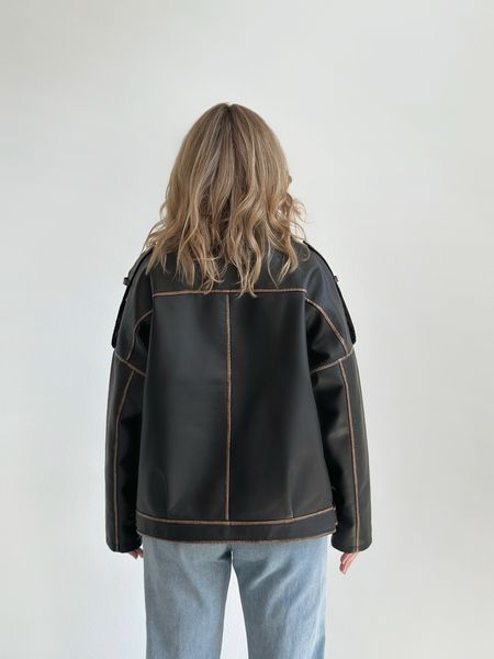 Косуха з коричневими вставками без пояса "Black Urban Contrast" 100090 фото
