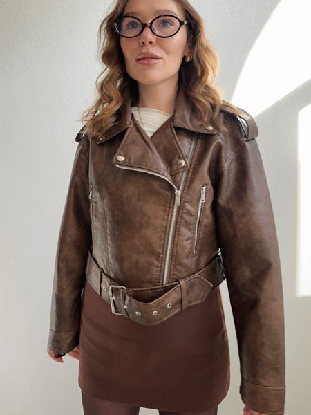 Укорочена коричнева косуха "Brown Rebel Crop" 1000951 фото