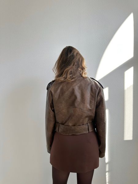 Укорочена коричнева косуха "Brown Rebel Crop" 1000951 фото