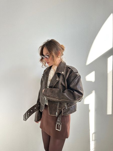 Укорочена темно-коричнева косуха "Dark Brown Rebel Crop" 1000954 фото